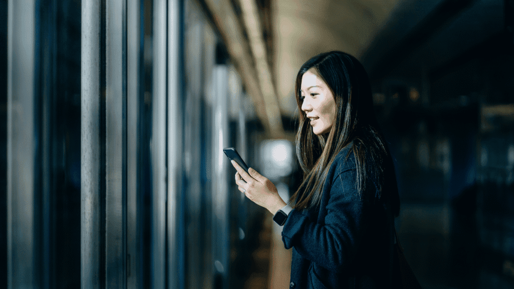 Woman looking at mobile phone