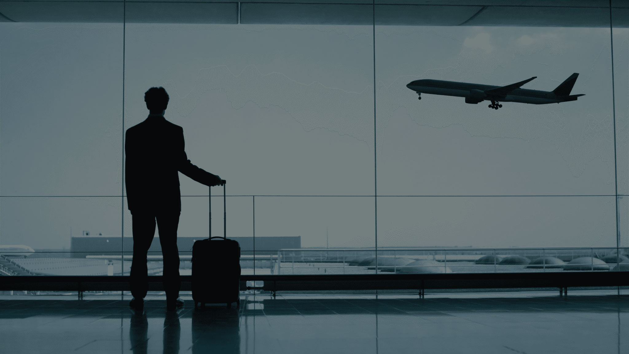 man waiting for plane