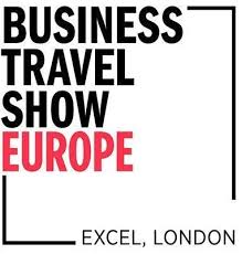 Logo for Business Travel Show Europe featuring bold black text for 'Business Travel Show' and red text for 'Europe,' framed by minimalist black lines, with 'ExCeL, London' in smaller text at the bottom right.