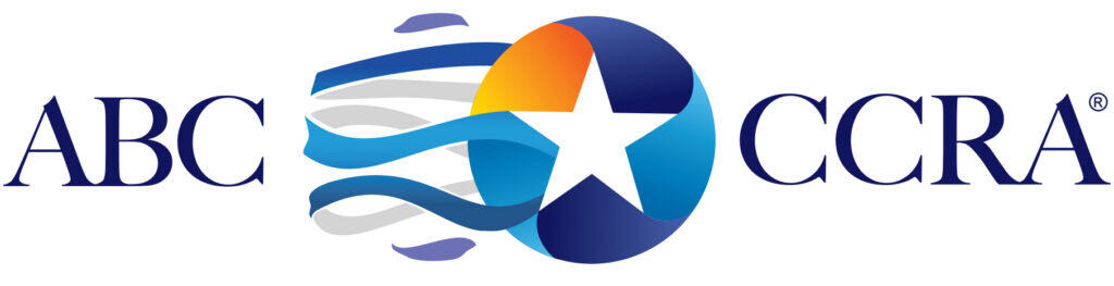 ABC CCRA logo with a multicolor globe, white star, and blue ribbon accents between the words ABC and CCRA.