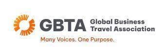 GBTA logo with orange emblem, gray “Global Business Travel Association” text, and tagline “Many Voices. One Purpose.”
