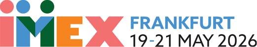 IMEX Frankfurt 2026 logo with colorful lettering and event dates May 19–21 in Frankfurt.
