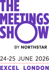 The Meetings Show logo with event details, June 24–25, 2026, at ExCeL London.