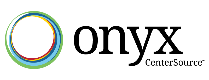 Onyx CenterSource logo with a multicolored ring icon and black text.